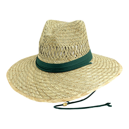 Sombrero de Guardacosta de rush straw de Dorfman Pacific - Natural-Verde Oscuro