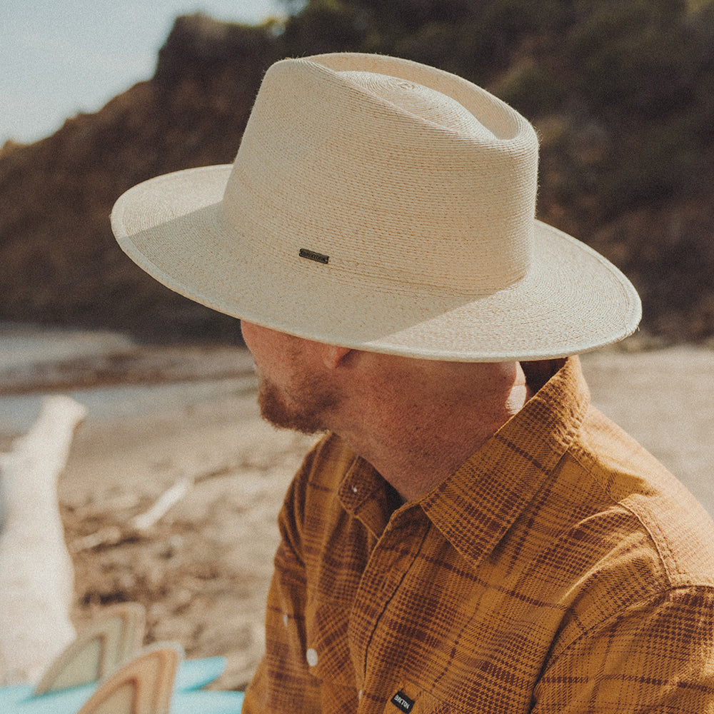 Sombrero Fedora Marcos de paja de Brixton - Natural
