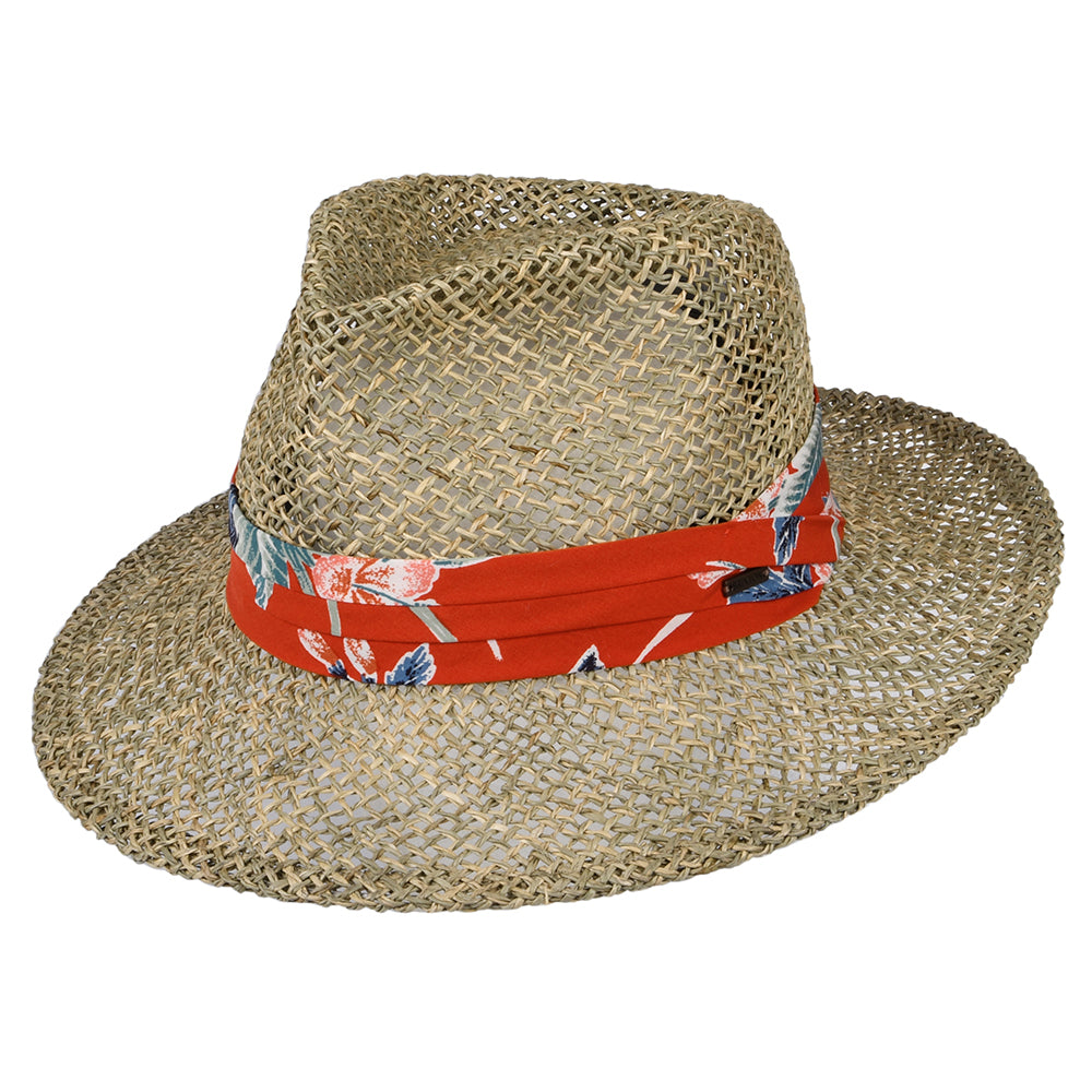 Sombrero Fedora Aloha de seagrass straw de Brixton - Natural-Anaranjado