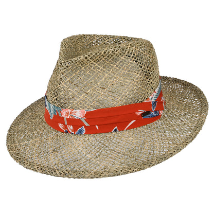 Sombrero Fedora Aloha de seagrass straw de Brixton - Natural-Anaranjado