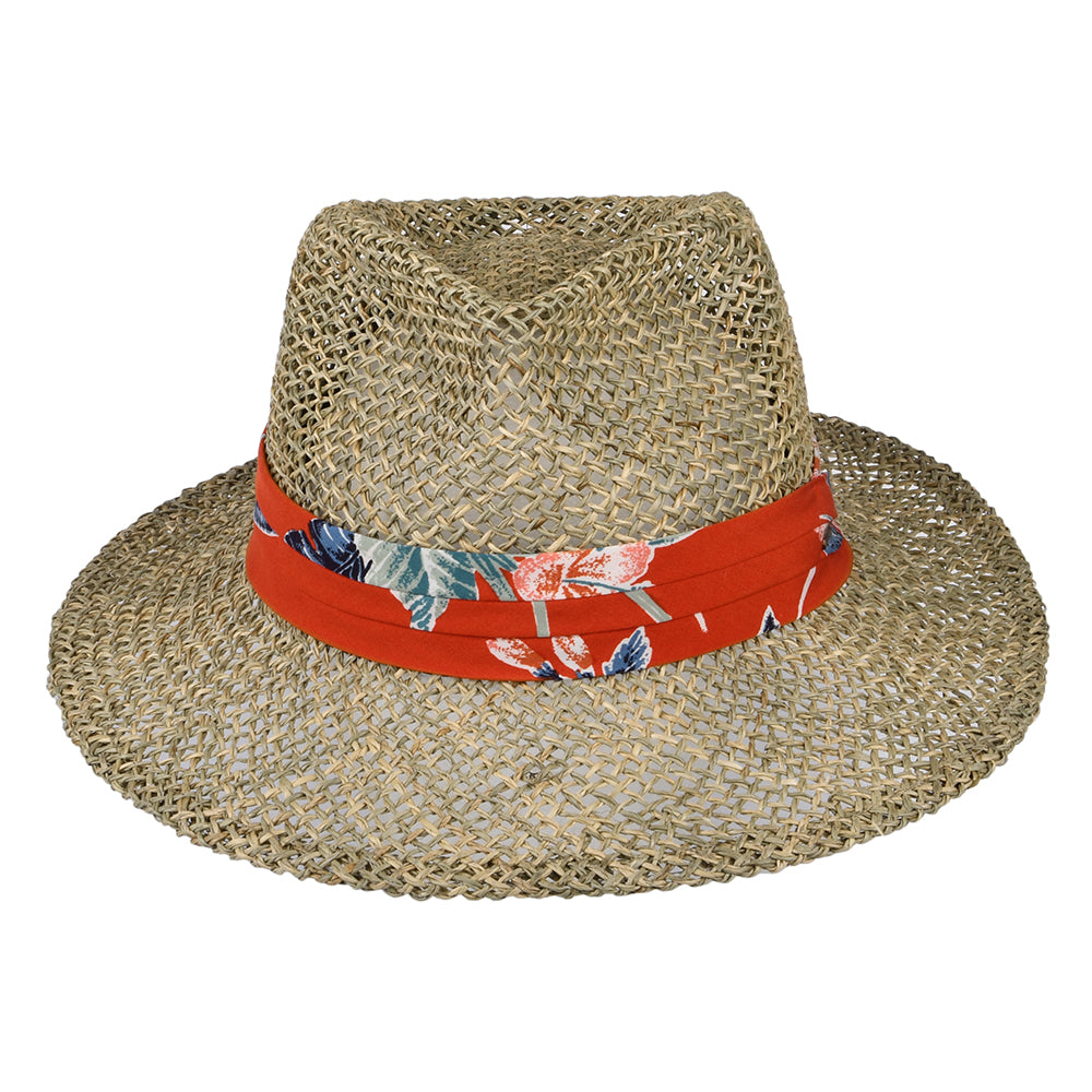Sombrero Fedora Aloha de seagrass straw de Brixton - Natural-Anaranjado