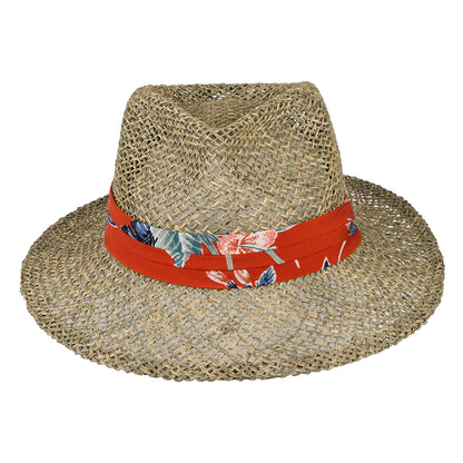 Sombrero Fedora Aloha de seagrass straw de Brixton - Natural-Anaranjado