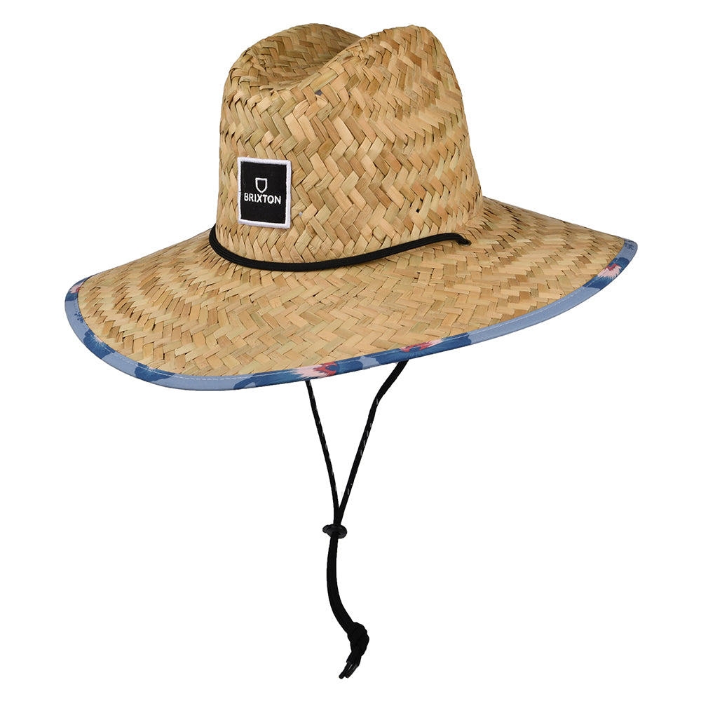 Sombrero de Guardacosta Alpha Square de paja de Brixton - Beige Arena-Azul Claro