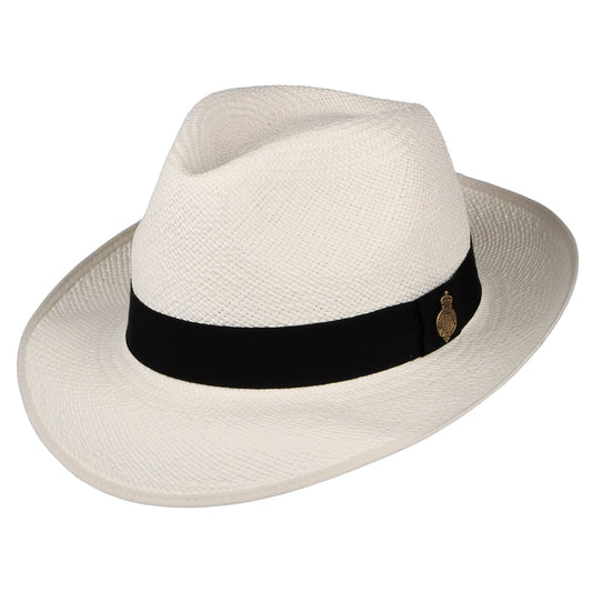 Sombrero Panamá Fedora Classic Preset con cinta decorativa negra de Christys - Decolorado