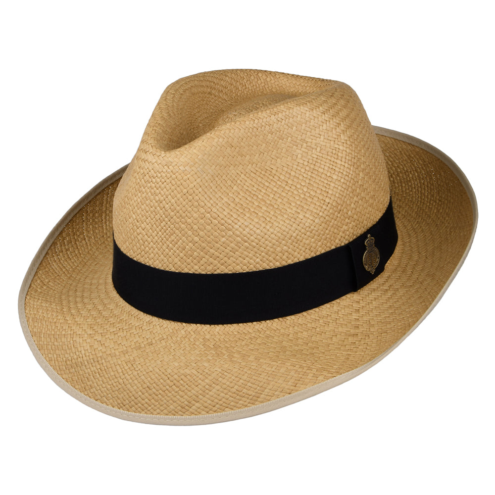 Sombrero Panamá Fedora Classic Preset con cinta decorativa negra de Christys - Natural