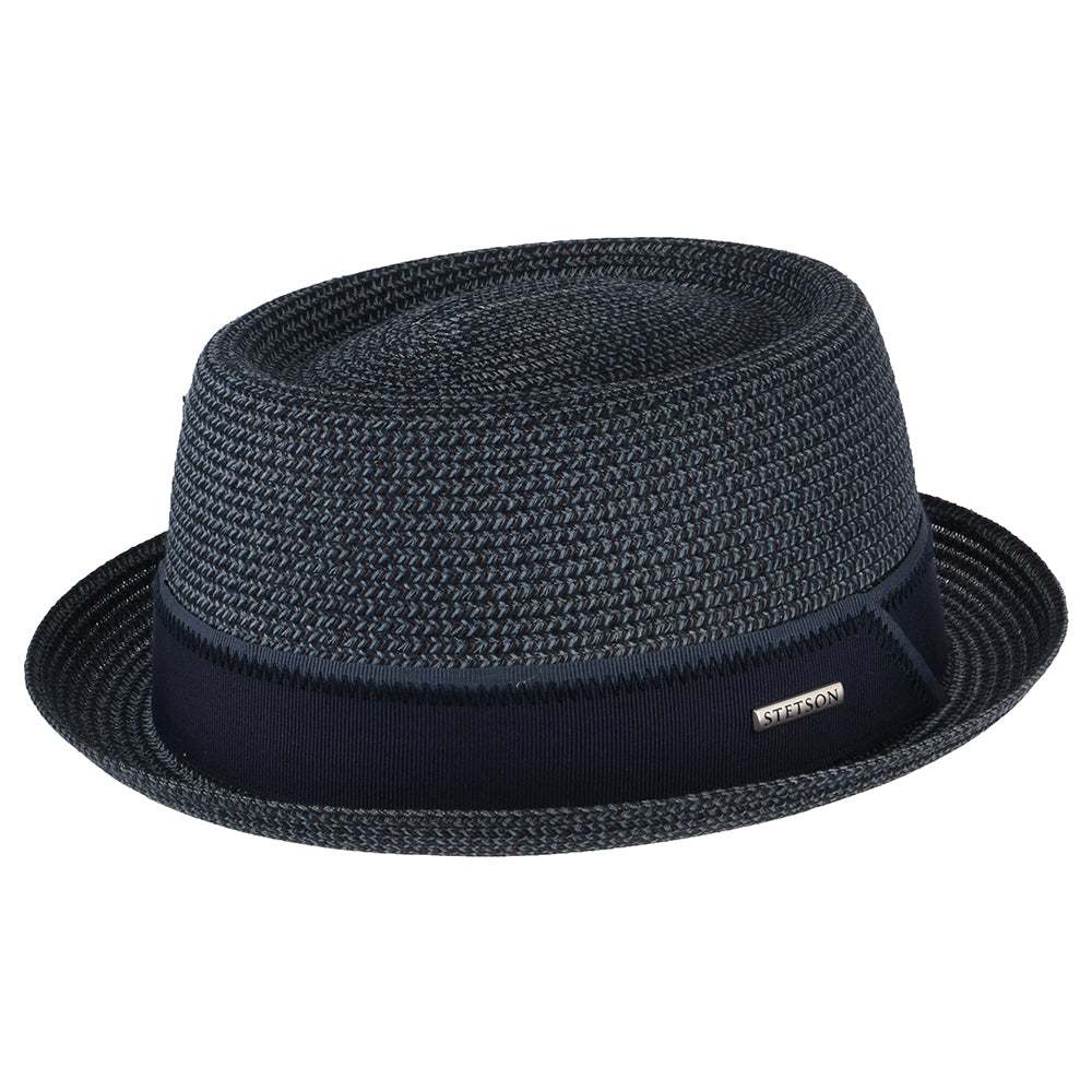 Sombrero Pork Pie de paja toyo de Stetson - Azul