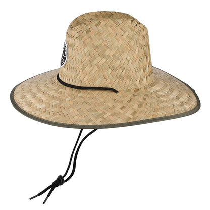 Sombrero de Guardacosta Crest de paja de Brixton - Beige Arena-Verde Oliva