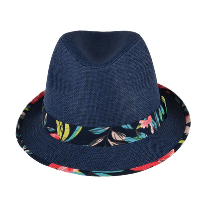 Sombrero Trilby Malibu de paja toyo de Failsworth - Azul Marino