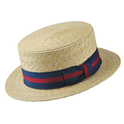 Sombrero Boater de paja de Jaxon & James - Cinta decorativa a rayas