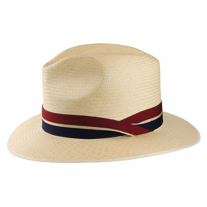 Sombrero Fedora Panamá Safari con banda decorativa a rayas de Olney