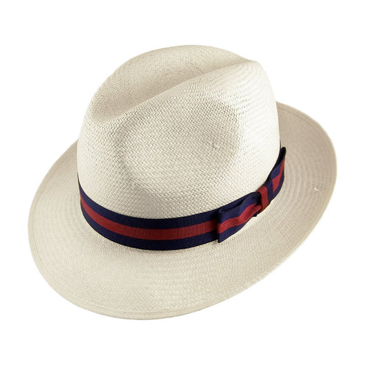 Sombrero Fedora Panamá Excellent con cinta decorativa a rayas de Olney