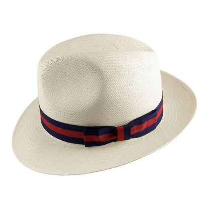 Sombrero Fedora Panamá Excellent con cinta decorativa a rayas de Olney