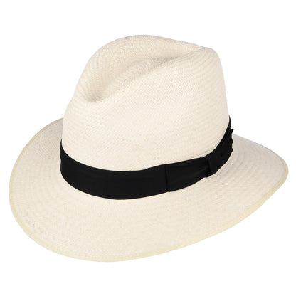 Sombrero Fedora Panamá Safari con cinta decorativa negra de Olney - Decolorado