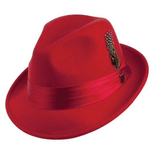Sombrero Trilby plegable de fieltro de lana de Stacy Adams - Rojo