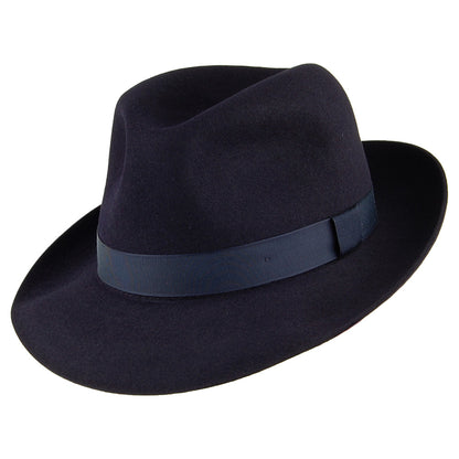 Sombrero Fedora Foldaway de fieltro de piel de Christys - Azul Marino