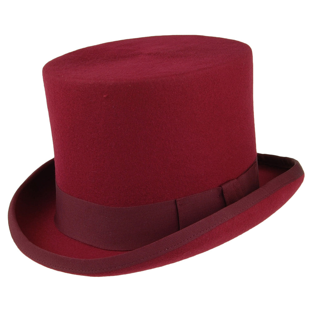 Sombrero de copa de fieltro de lana de Denton - Granate