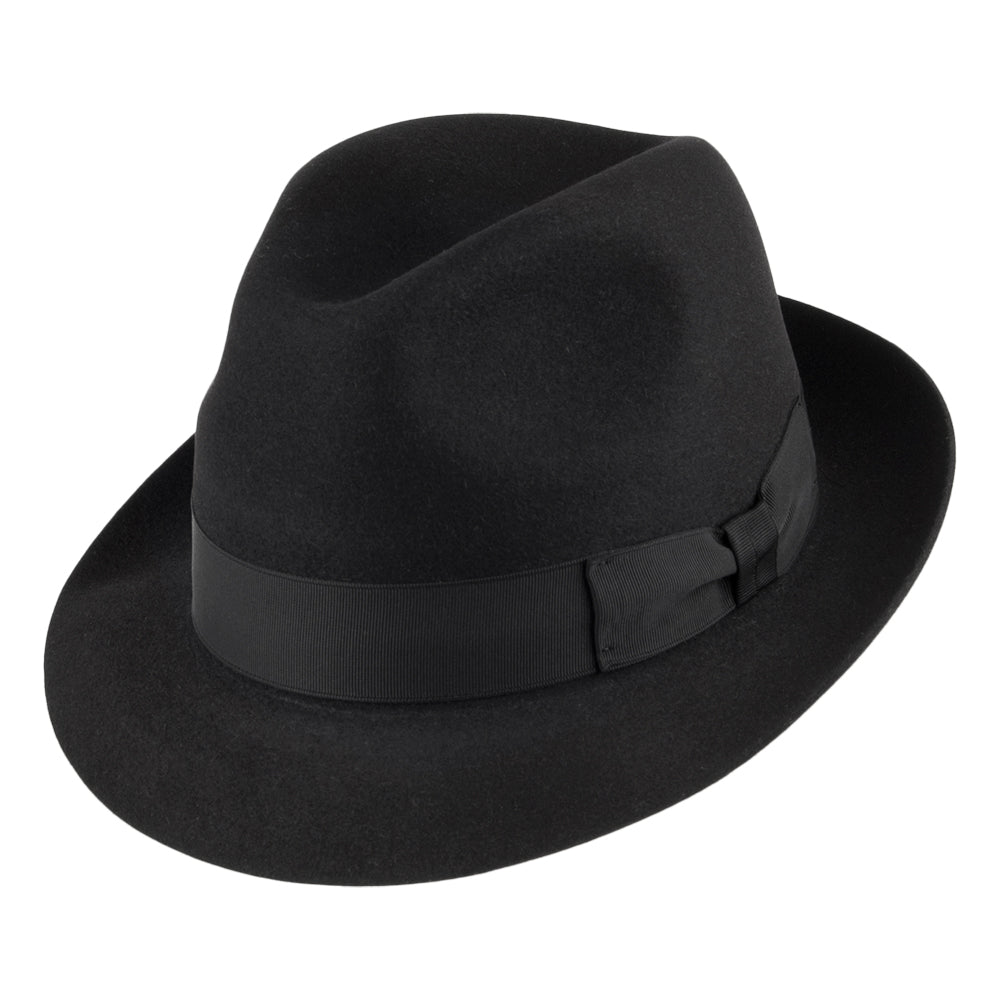 Sombrero Trilby Draper de fieltro de lana de Signes - Negro