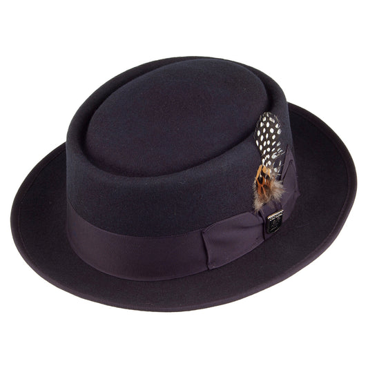 Sombrero Pork Pie de fieltro de lana de Stacy Adams - Azul Marino