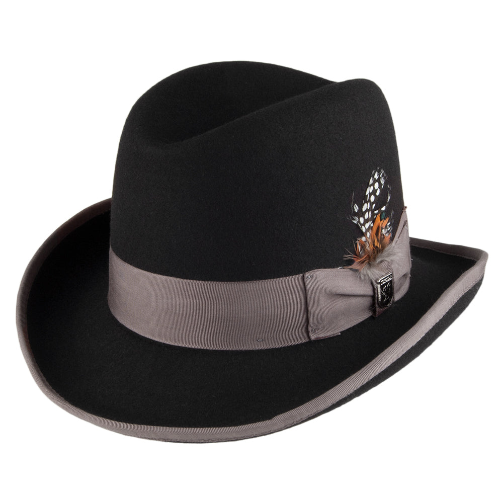 Sombrero Homburg de fieltro de lana de Stacy Adams - Negro