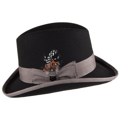 Sombrero Homburg de fieltro de lana de Stacy Adams - Negro