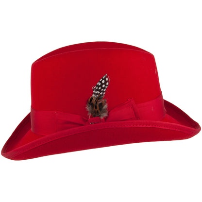 Sombrero Homburg de fieltro de lana de Stacy Adams - Rojo