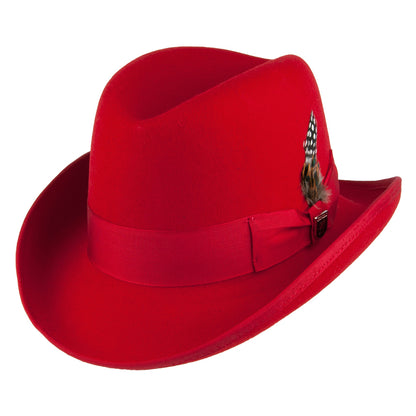 Sombrero Homburg de fieltro de lana de Stacy Adams - Rojo