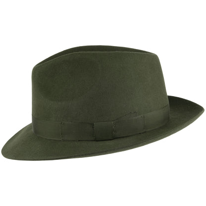 Sombrero Fedora Goodwood de fieltro de lana de Denton - Salvia