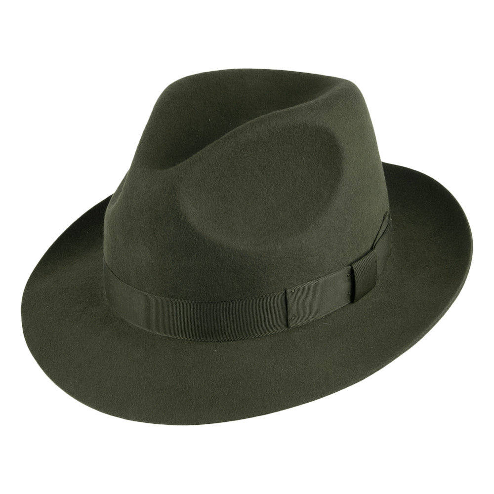Sombrero Fedora Goodwood de fieltro de lana de Denton - Salvia