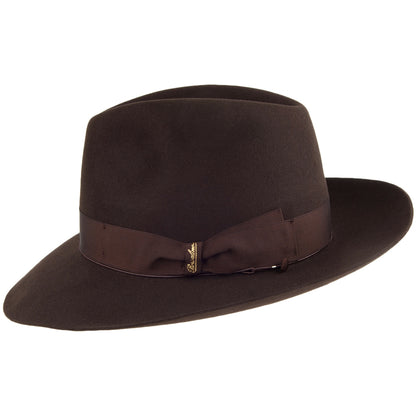 Sombrero Fedora Avalon de fieltro de piel de Borsalino - Marrón Oscuro
