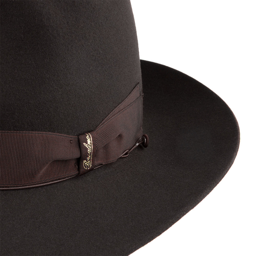 Sombrero Fedora Avalon de fieltro de piel de Borsalino - Marrón Oscuro