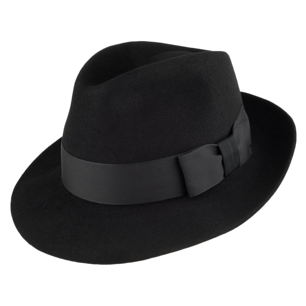 Sombrero Trilby Bond de fieltro de piel de Christys - Negro