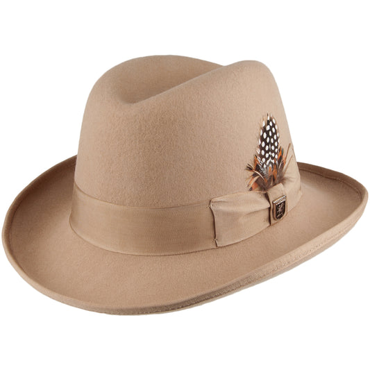 Sombrero Homburg de fieltro de lana de Stacy Adams - Camel