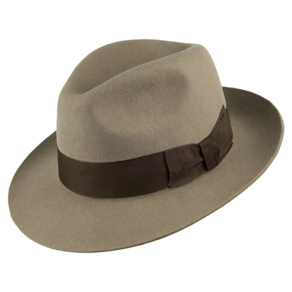 Sombrero Fedora Mayfair de fieltro de lana de Denton - Beige