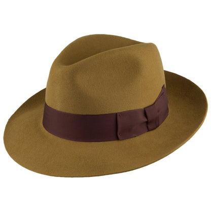 Sombrero Fedora Mayfair de fieltro de lana de Denton - Mostaza