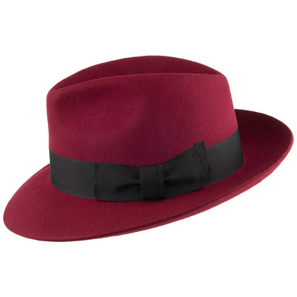 Sombrero Fedora Mayfair de fieltro de lana de Denton - Granate