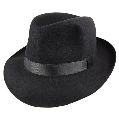 Sombrero Fedora Foldaway de fieltro de piel de Christys - Negro