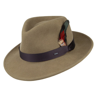 Sombrero Fedora Metrick de fieltro de lana de Bailey - Verde Oliva Claro