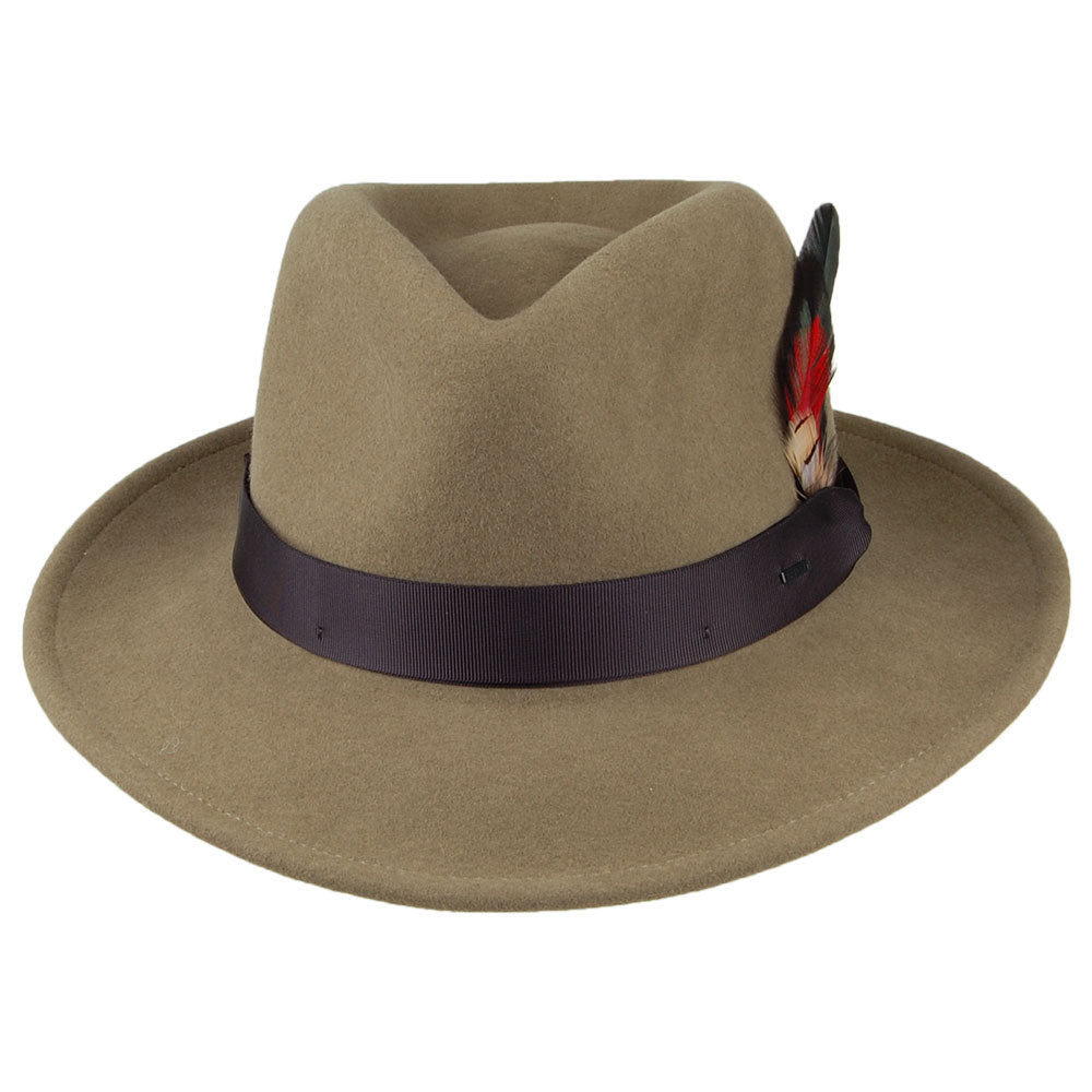 Sombrero Fedora Metrick de fieltro de lana de Bailey - Verde Oliva Claro