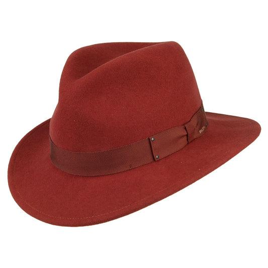 Sombrero Fedora Curtis plegable Repelente de agua de fieltro de lana de Bailey - Henna