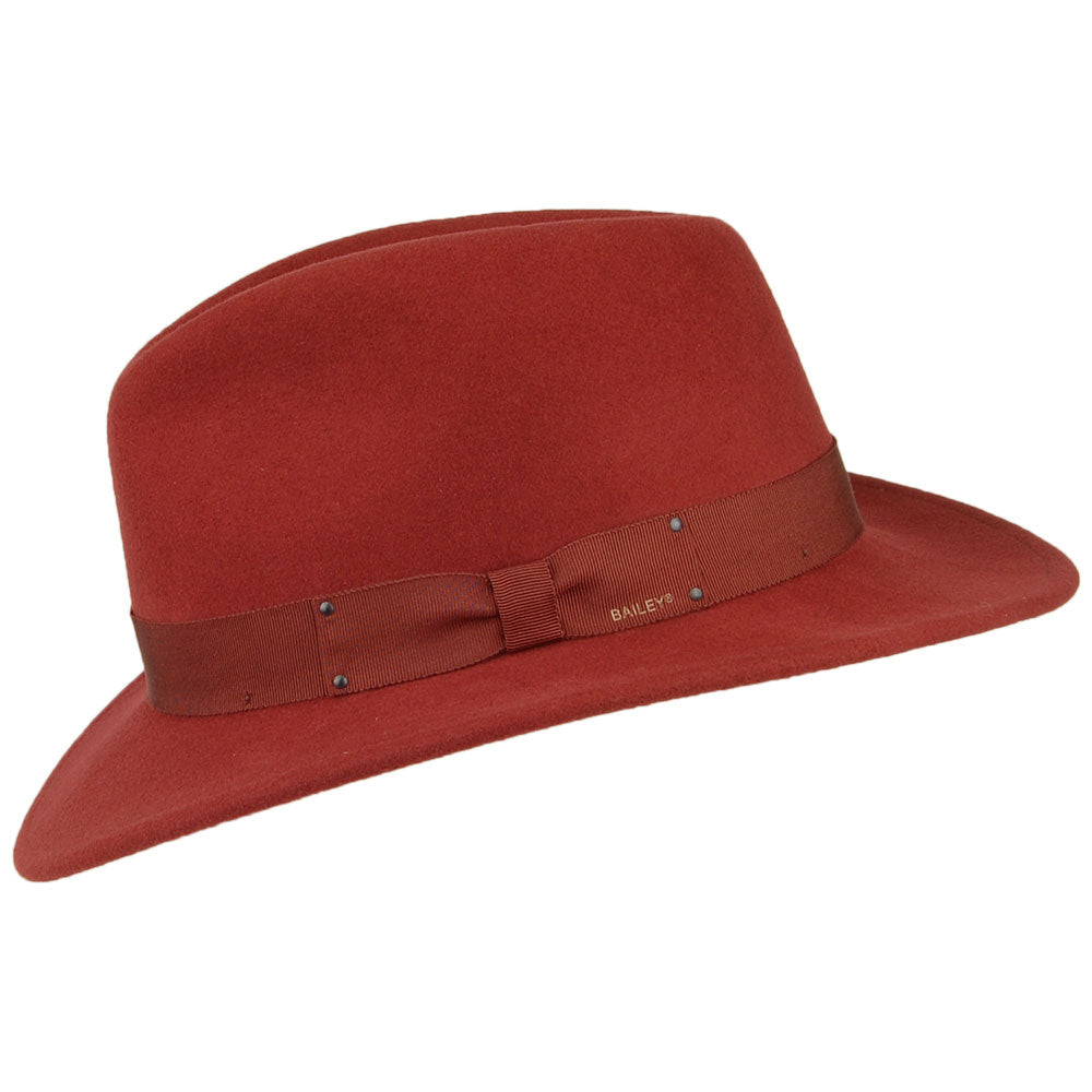 Sombrero Fedora Curtis plegable Repelente de agua de fieltro de lana de Bailey - Henna