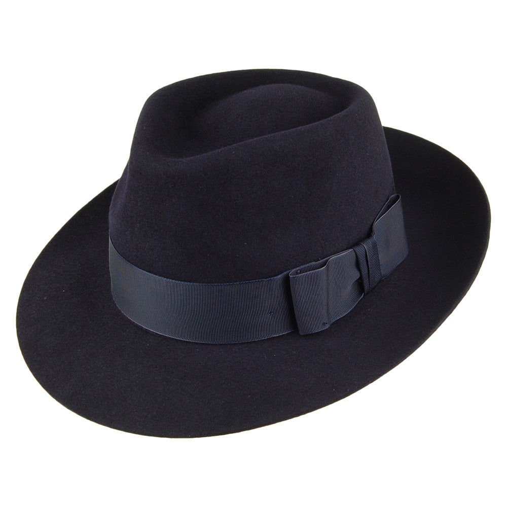 Sombrero Fedora Casablanca de fieltro de piel de Christys - Azul Marino