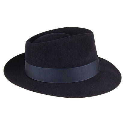 Sombrero Fedora Casablanca de fieltro de piel de Christys - Azul Marino