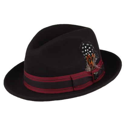 Sombrero Trilby Irving Pinch Crown de fieltro de lana de Stacy Adams - Negro