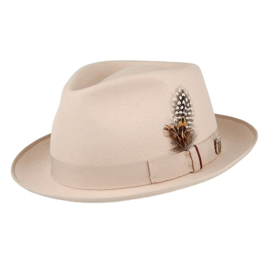 Sombrero Fedora Hebron C-Crown de lana de Stacy Adams - Beige