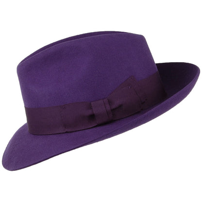 Sombrero Fedora Mayfair de fieltro de lana de Denton - Morado