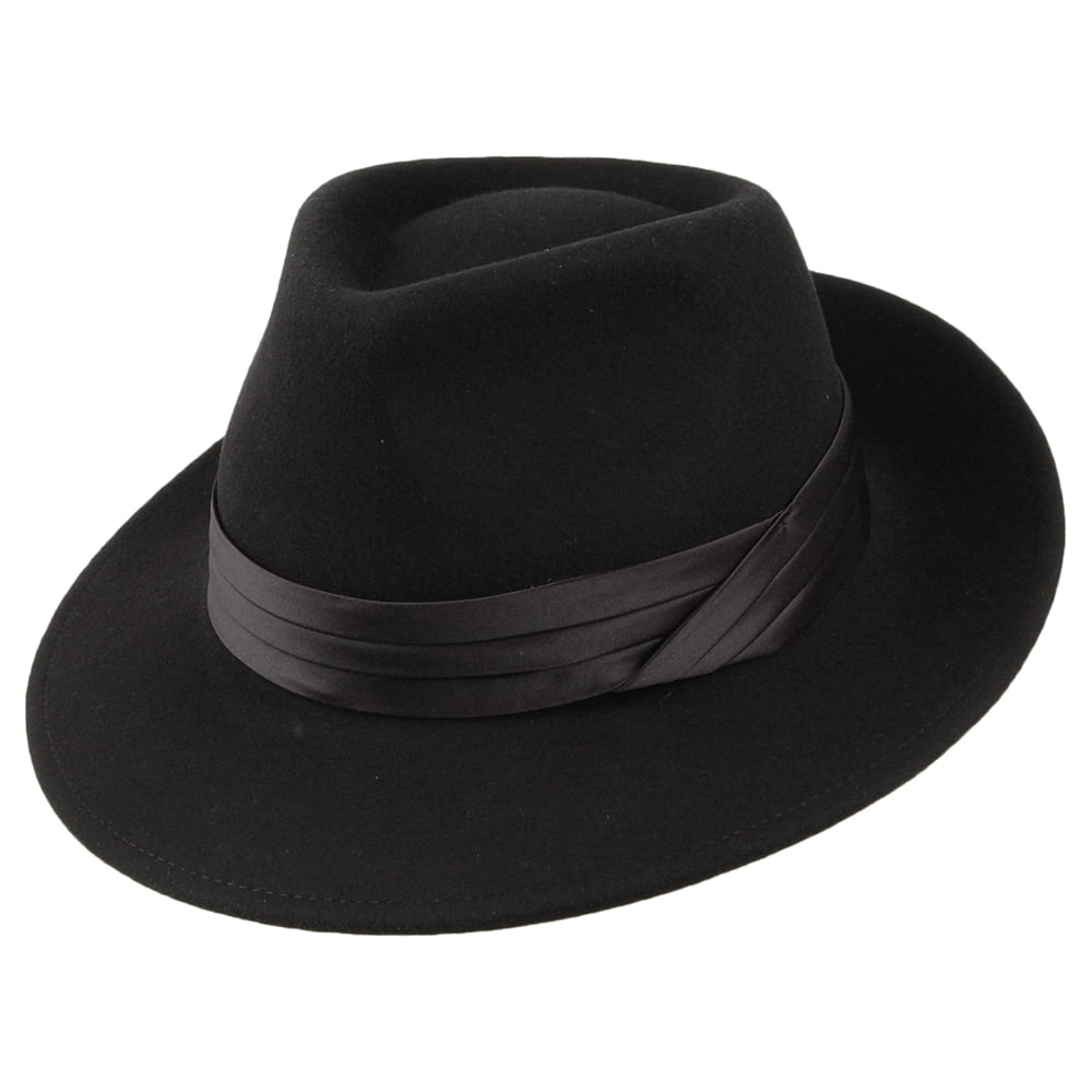 Sombrero Fedora Goodman de fieltro de lana de Brixton - Negro