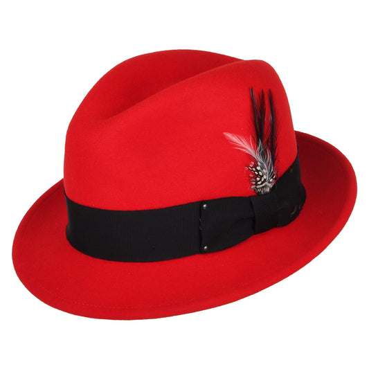 Sombrero Trilby Tino plegable Repelente al agua de fieltro de lana de Bailey - Rojo
