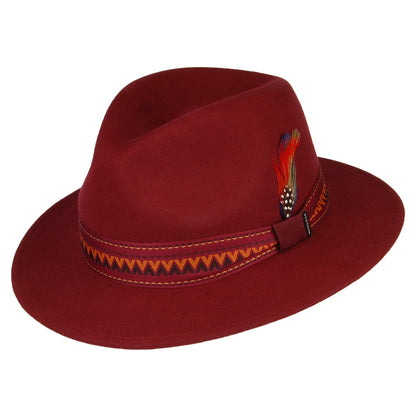 Sombrero Fedora Aztek de fieltro de lana de Stetson - Burdeos