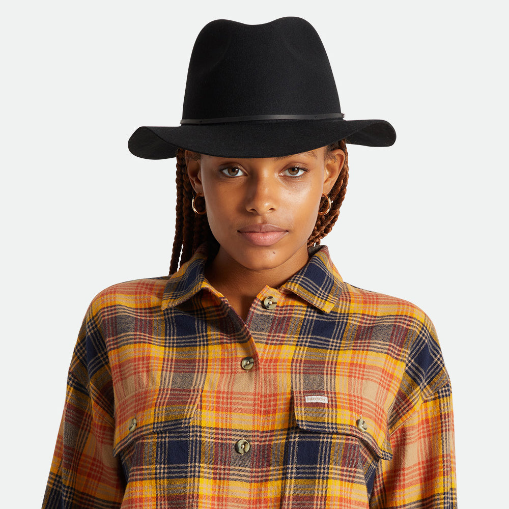 Sombrero Fedora Wesley de fieltro de lana de Brixton - Negro