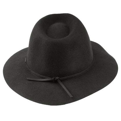 Sombrero Fedora Wesley plegable de fieltro de lana de Brixton - Negro Lavado